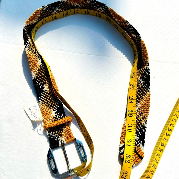 Macrame Belt Gold Black Silver Buckle Handcrafted - Picture 4 of 4